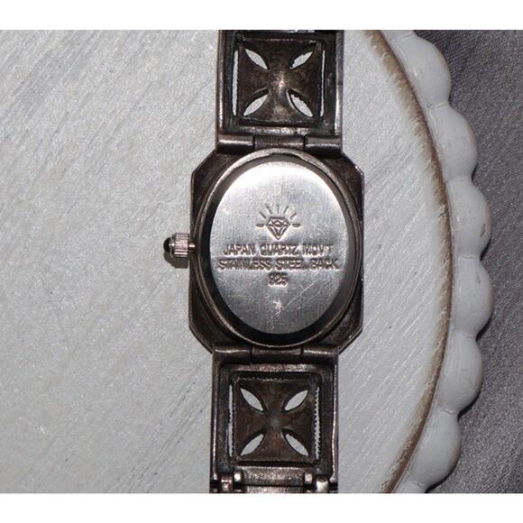 Vintage OBJ Quartz Sterling Silver Marcasite Ladies Watch 34.2G / 6.75in main image 8